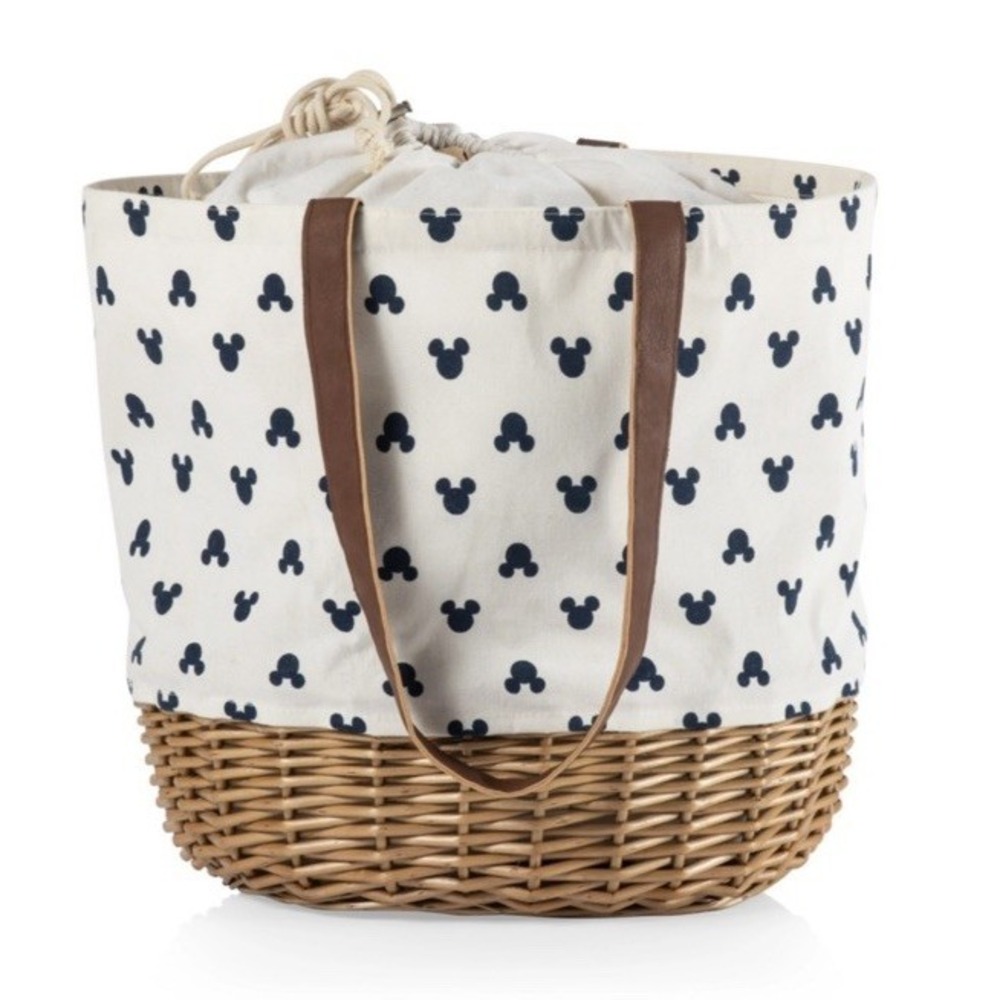 Rare! HTF! Mickey Mouse Silhouette - Coronado Canvas and Willow Basket Tote